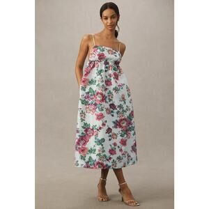 NWT ANTHROPOLOGIE BHLDN Sophia Apron-Top Jacquard Midi Dress $248 MEDIUM Teal